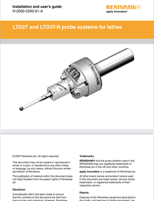 Renishaw LTO3T and LTO3T-R Probe System for Lathes